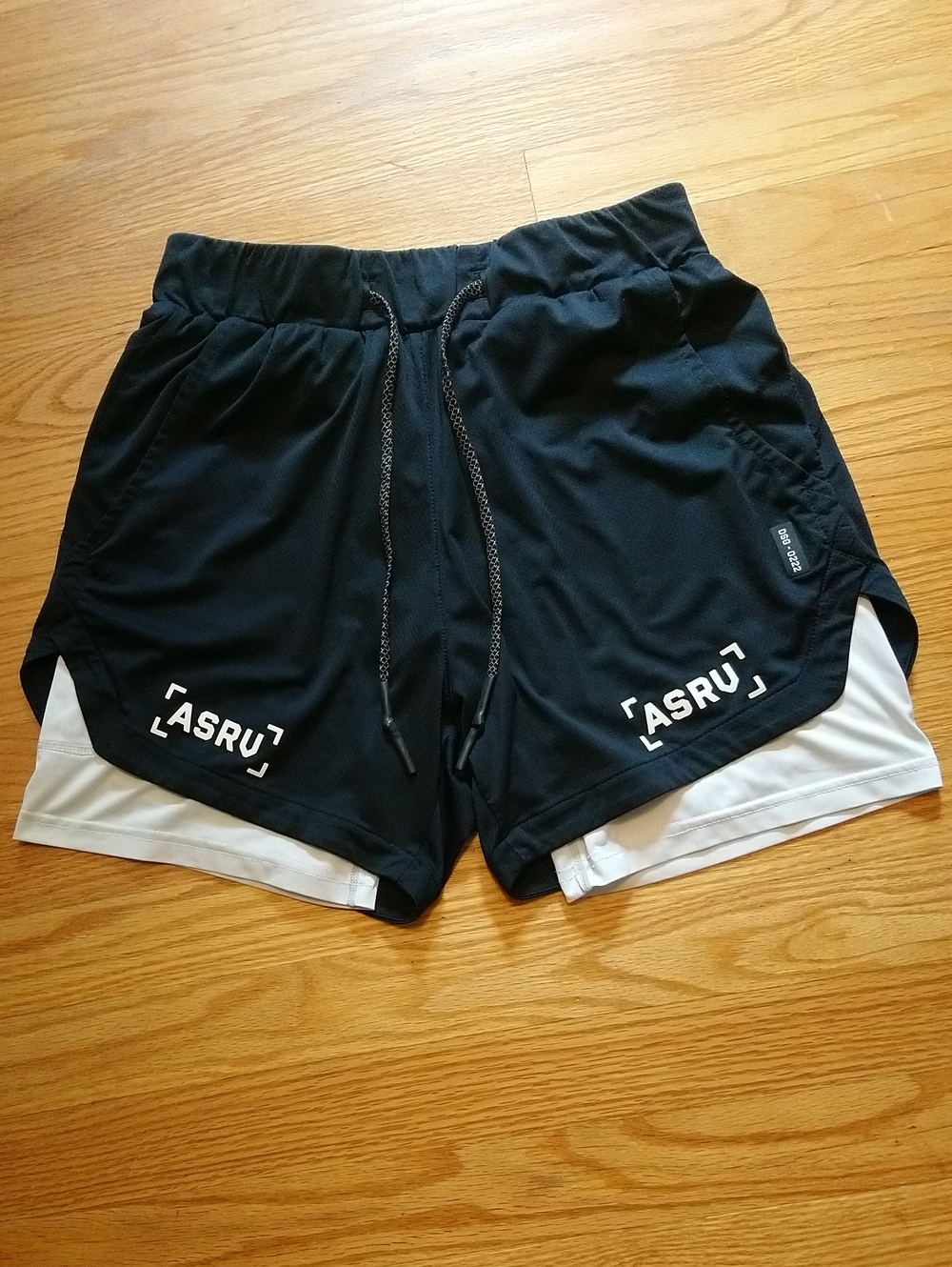 ASRV Black Men's Athletic Shorts with White Liner